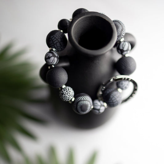 Midnight Palm Small Bead Wrist Keychain