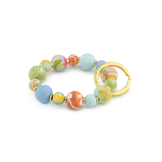 Beach Day Small Bead Wrist Keychain